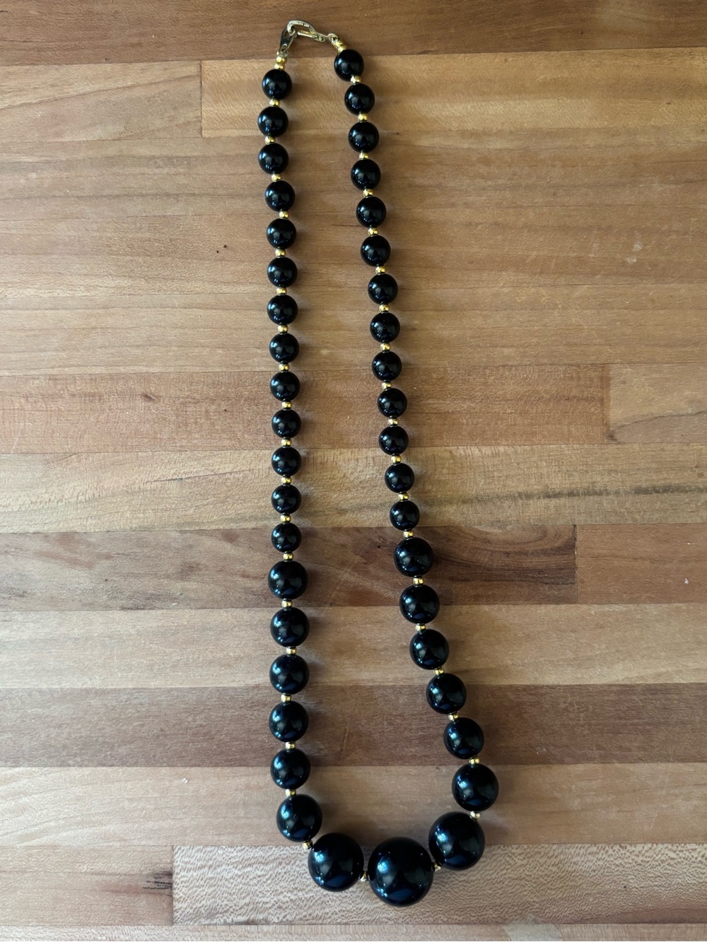 Vintage Black Gold Beaded Necklace PAT 537995 Jewelry